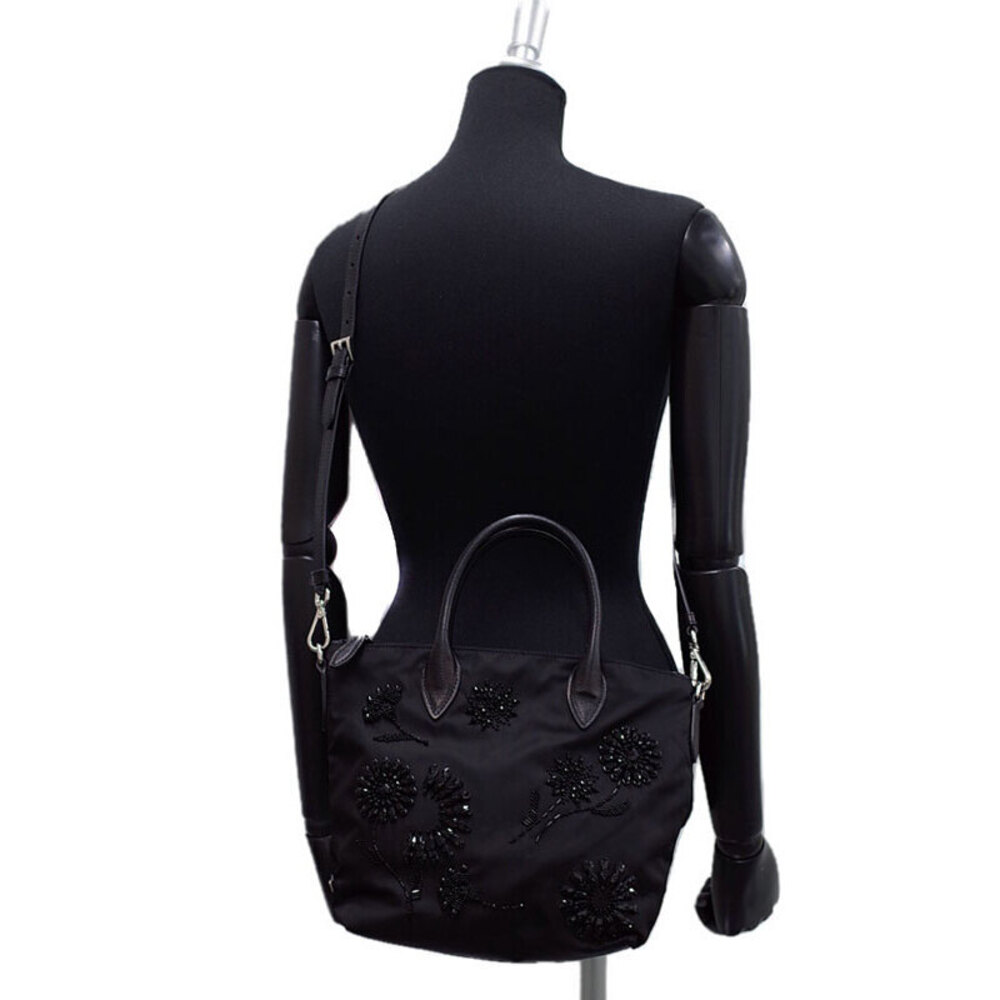 Prada Tessuto Ricamo tote bag black floral beading - Picture 9 of 9